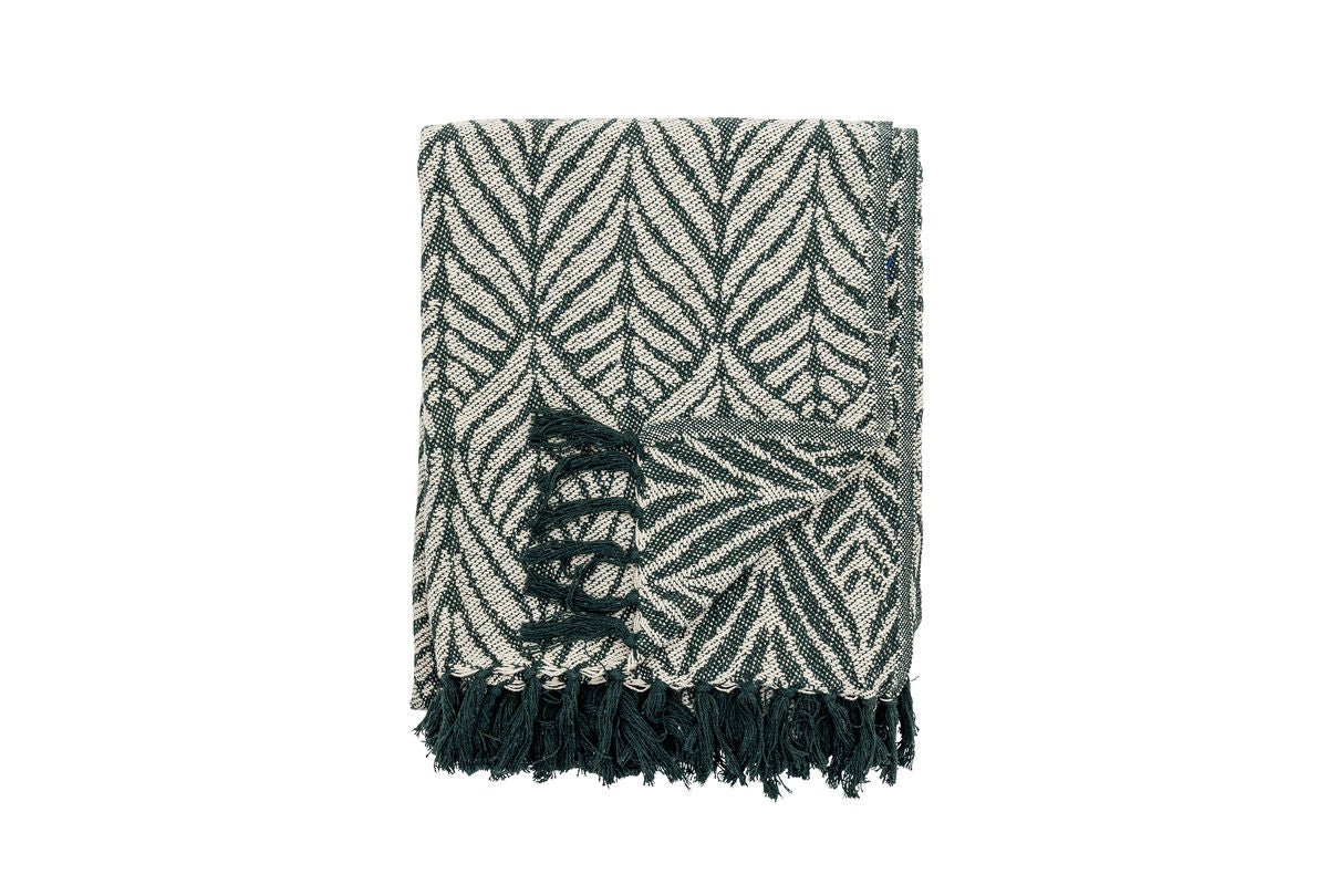 Tagesdecke Verdea – recycelte Baumwolle mit Blattmuster