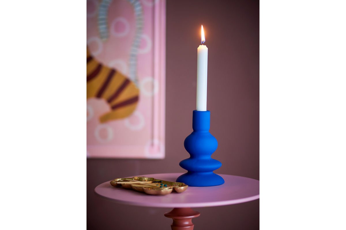 Kerzenhalter Elyon – Blaues Steingut