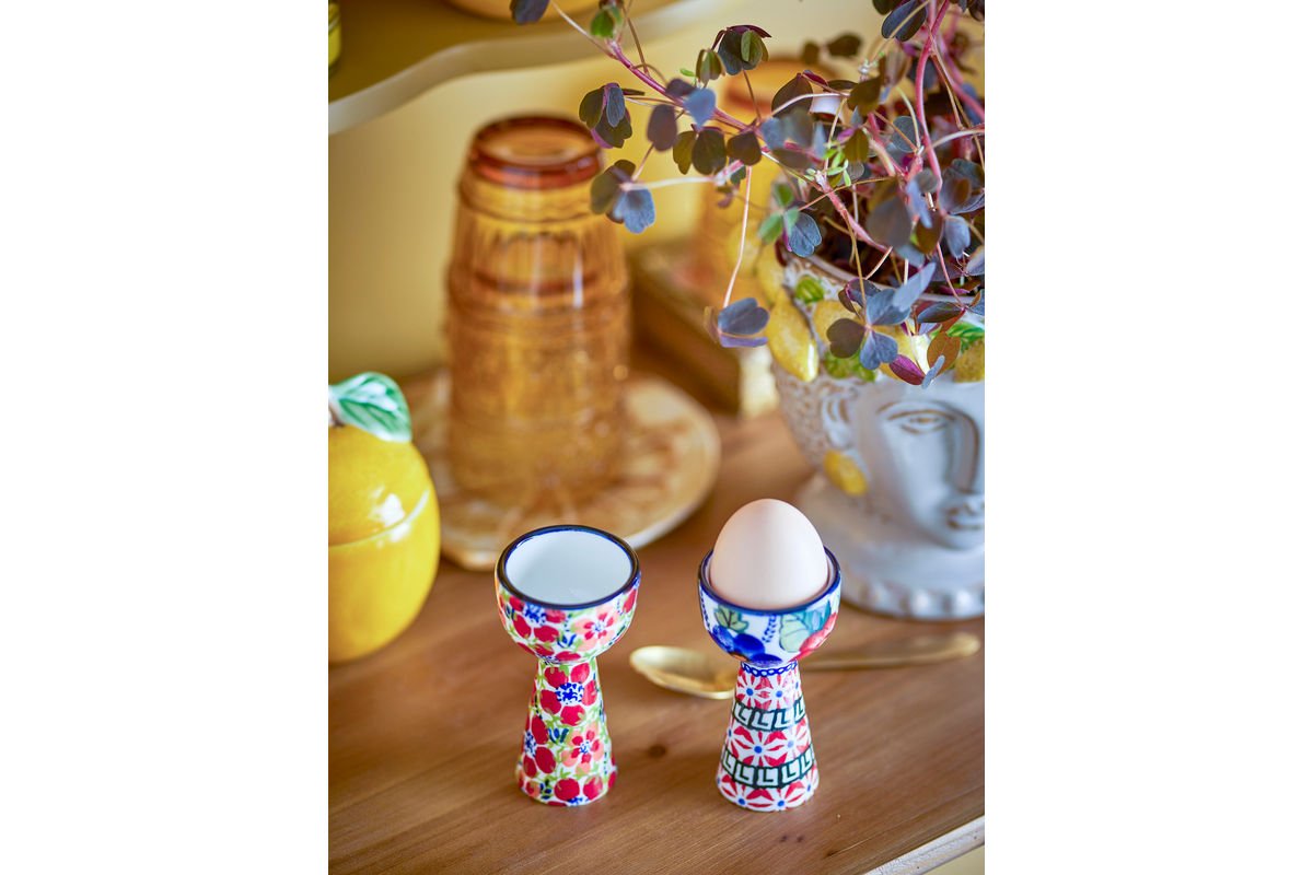 Eierbecher Granny – Handbemalte Blumenmotive aus Steingut (2er-Set)