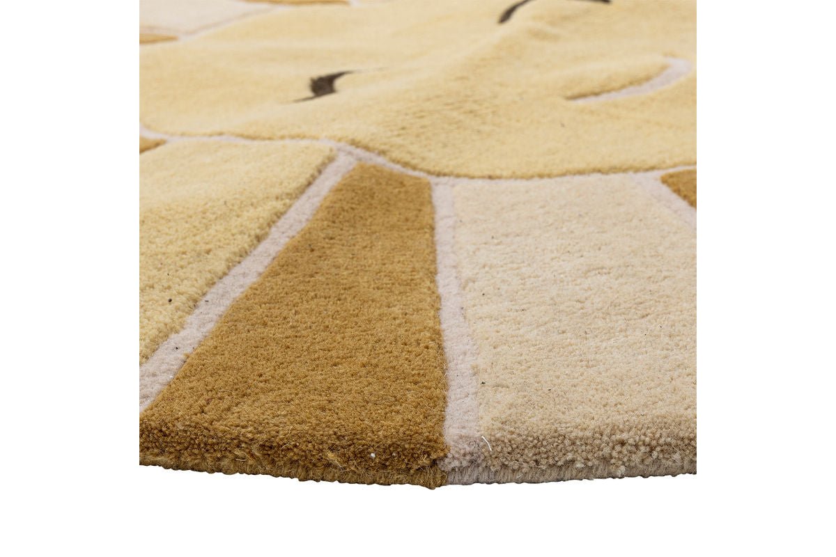 Kinder-Teppich „Sunny“ – Gelber Wollteppich mit Sonnenmotiv