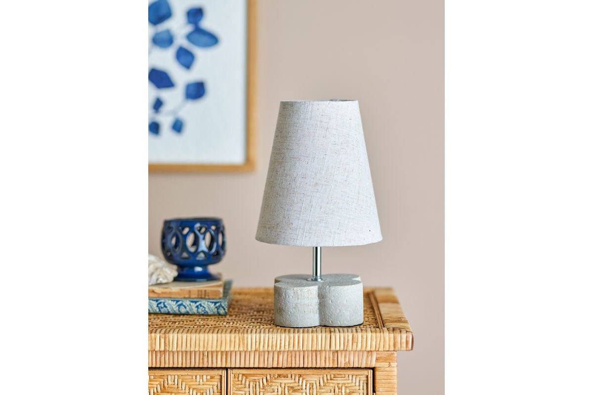 Tischlampe Keldinor - Beige Steingut