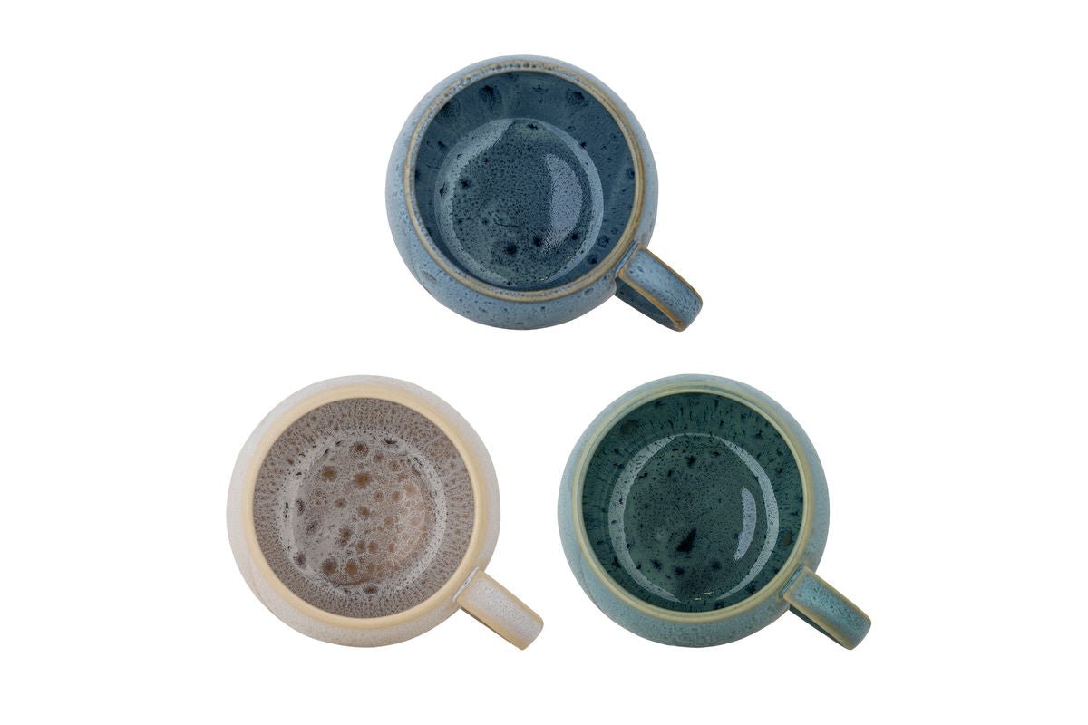 Becher-Set „Elvara“ – Blaues Steingut (3-teilig)