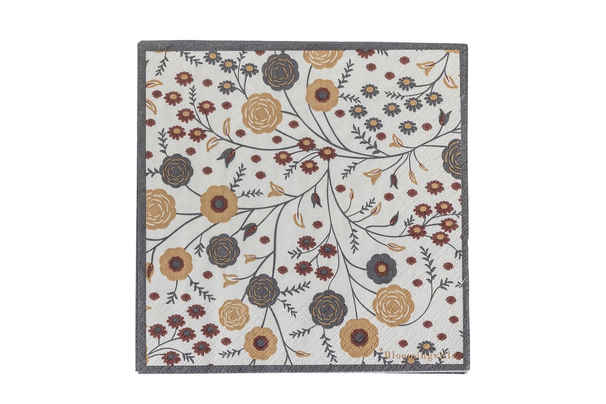 Papierserviette Elise – 33 × 33 cm, 20 Stück – florales Design in Naturtönen
