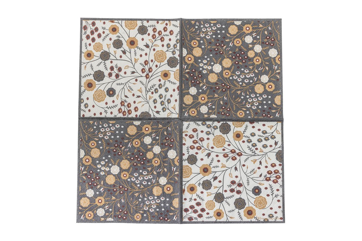 Papierserviette Elise – 33 × 33 cm, 20 Stück – florales Design in Naturtönen