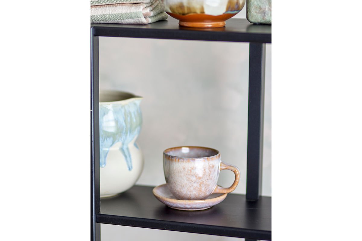 Becher-Set Skaro – Blau Steingut mit Untertasse (4-teilig)