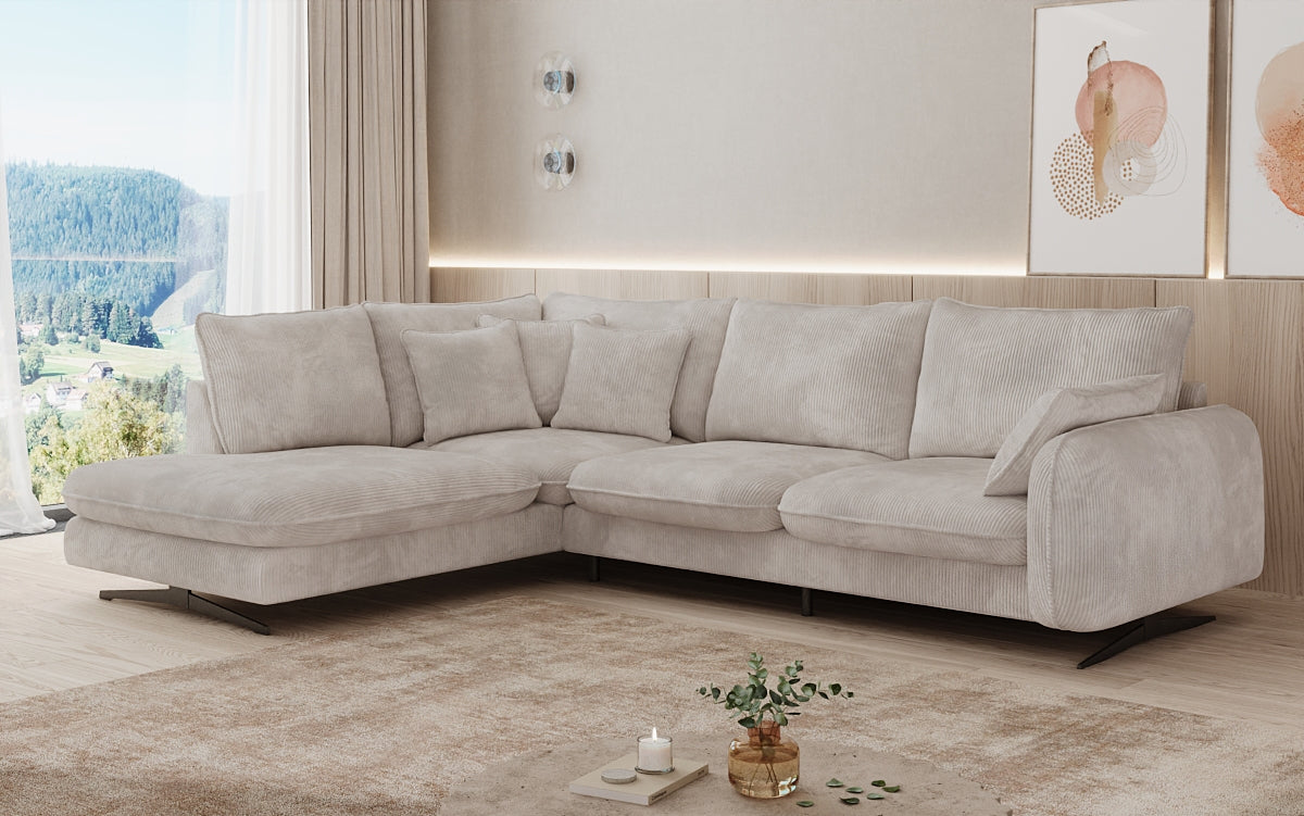 Designer Ecksofa Laguna mit Metallfüße in Cord