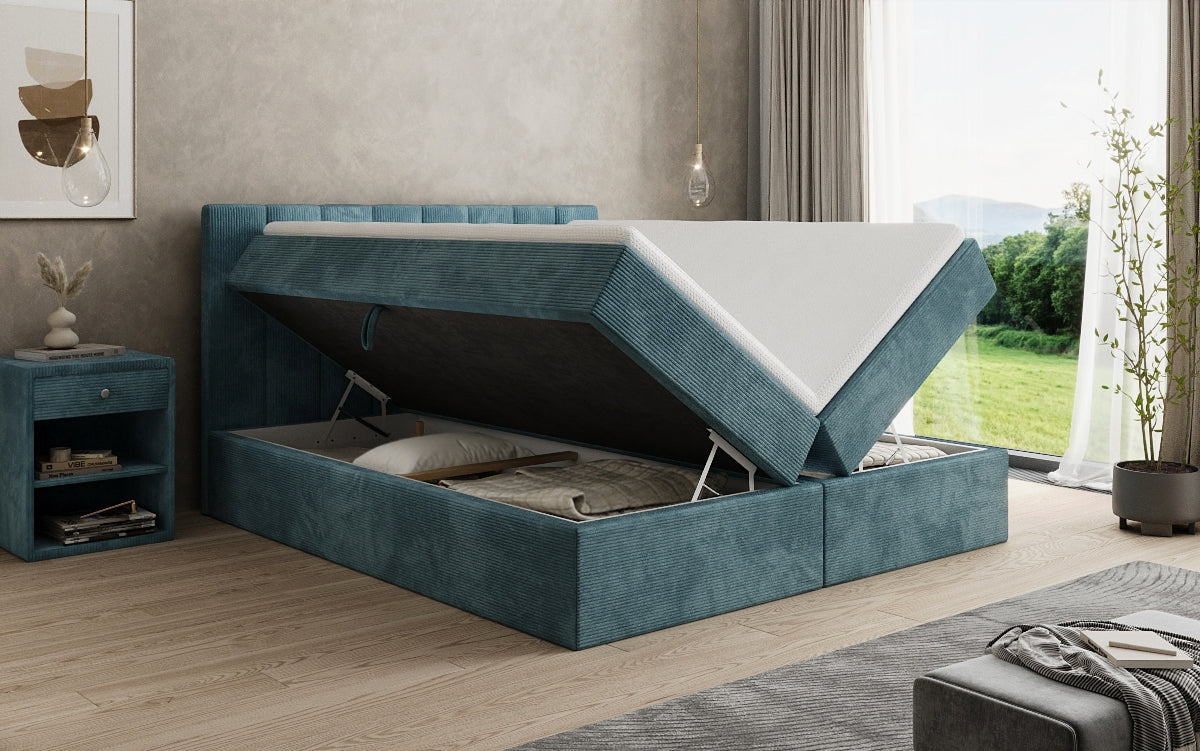 Boxspringbett Sofia in Cord mit Stauraum