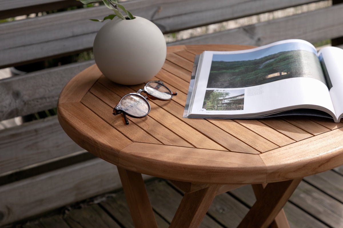 Kaffeetisch Hans -  Ø50 mit Teakholz in Natur-Optik