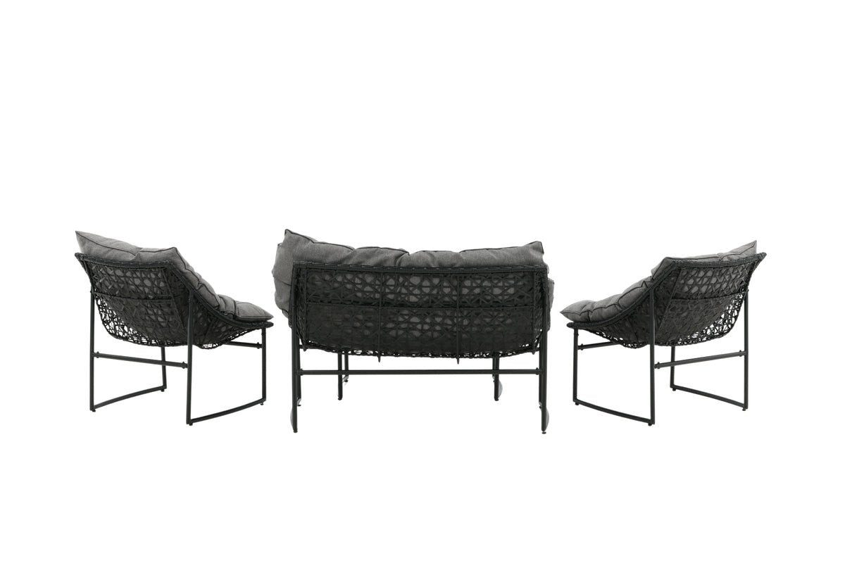 Garten Loungeset Marvella – 4-teiliges Outdoor-Sofa-Set in Schwarz mit Polstern