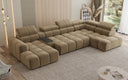 Designer Sofa Wohnlandschaft Mia mit elektrischer Sitzerweiterung in Chenille