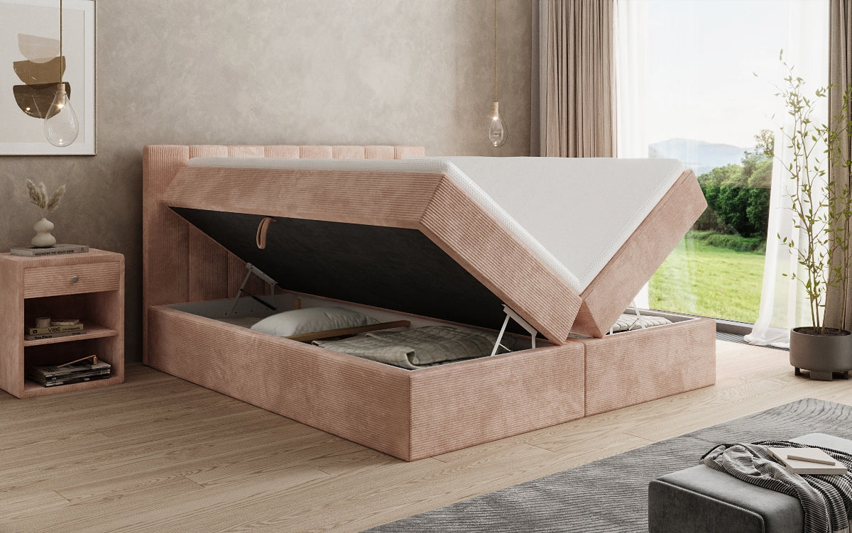 Boxspringbett Sofia in Cord mit Stauraum