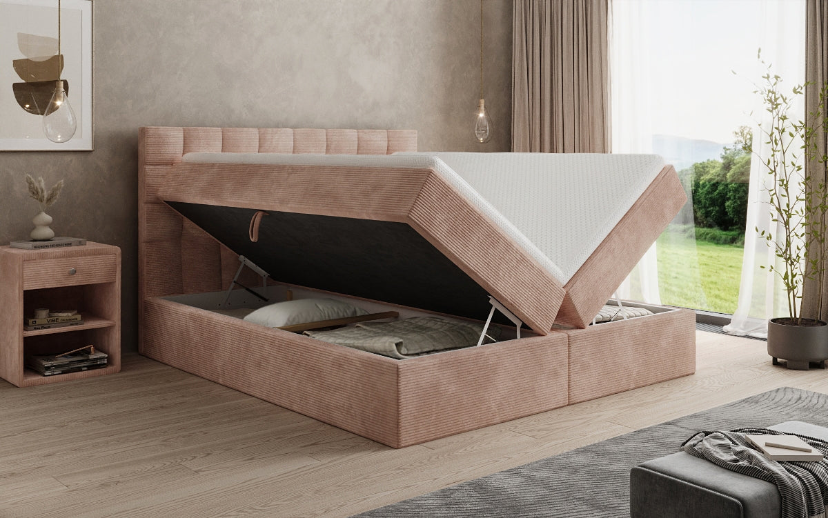 Boxspringbett Como in Cord mit Stauraum