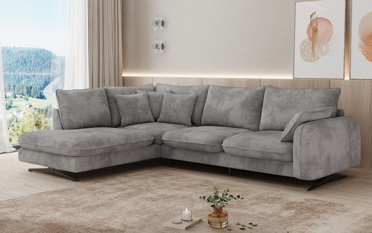 Designer Ecksofa Laguna mit Metallfüße in Cord
