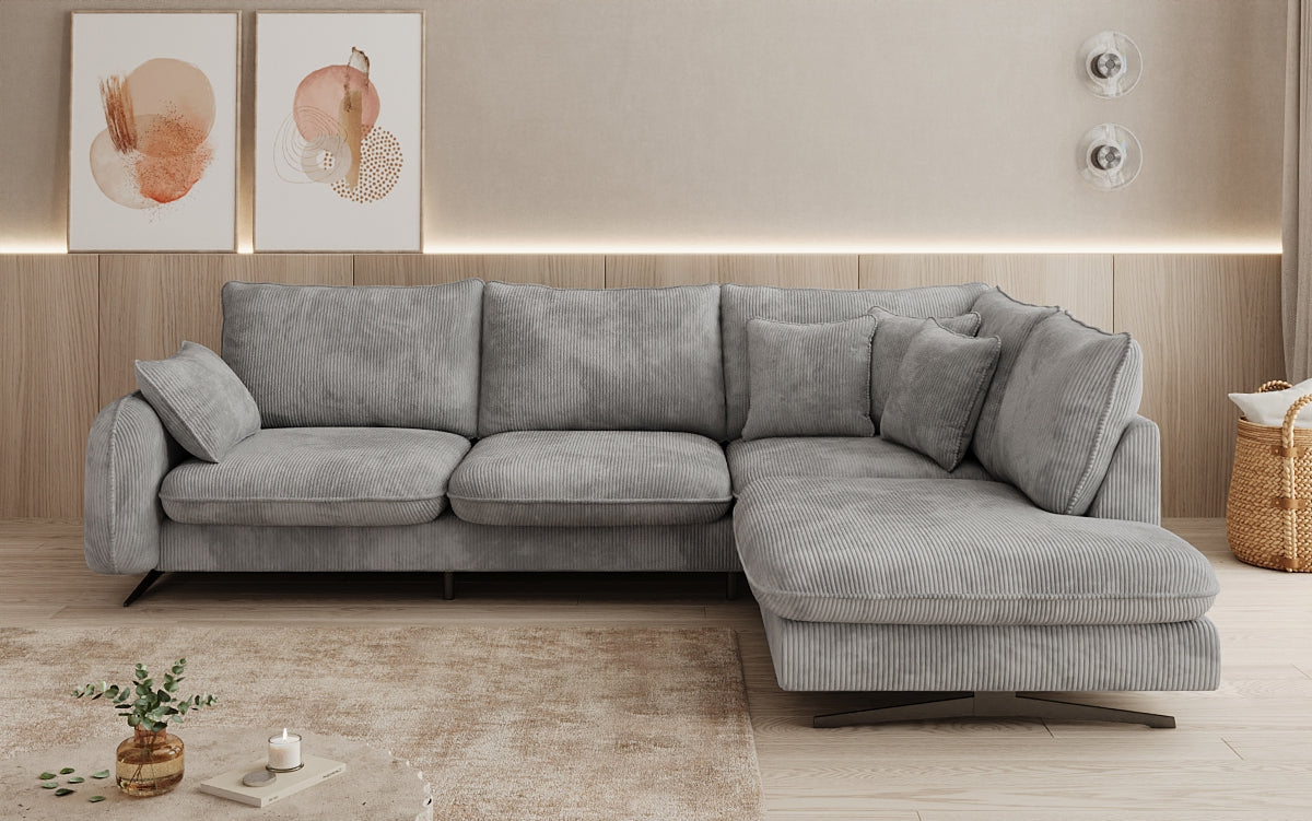 Designer Ecksofa Laguna mit Metallfüße in Cord