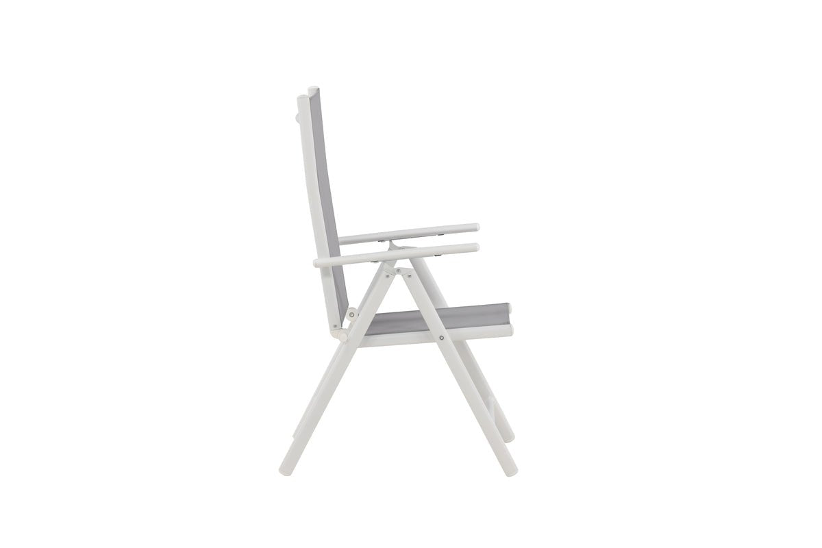 2er Set Gartenstuhl Awa - weißes Gestell aus Aluminium, Sitzfläche aus Textilene, verstellbare Rückenlehne