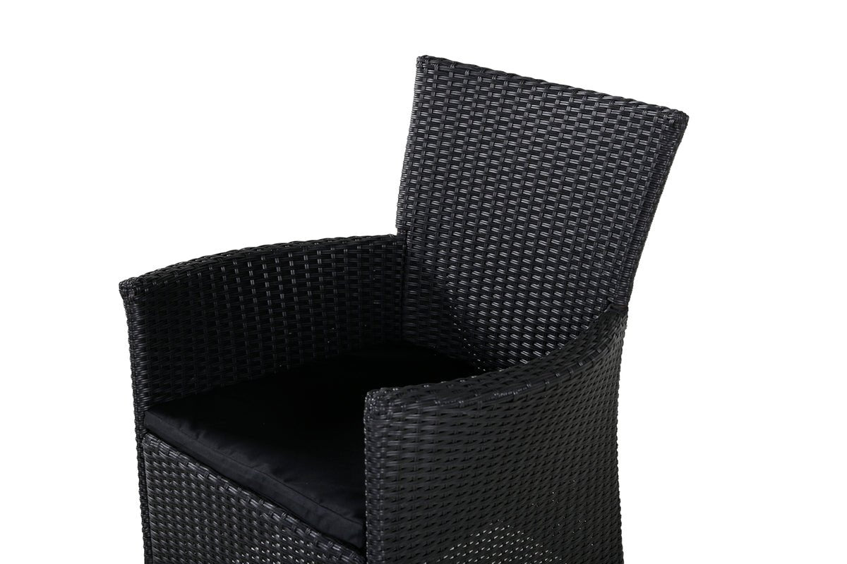 2er Set - Gartenstuhl Caro aus Rattan in Schwarz