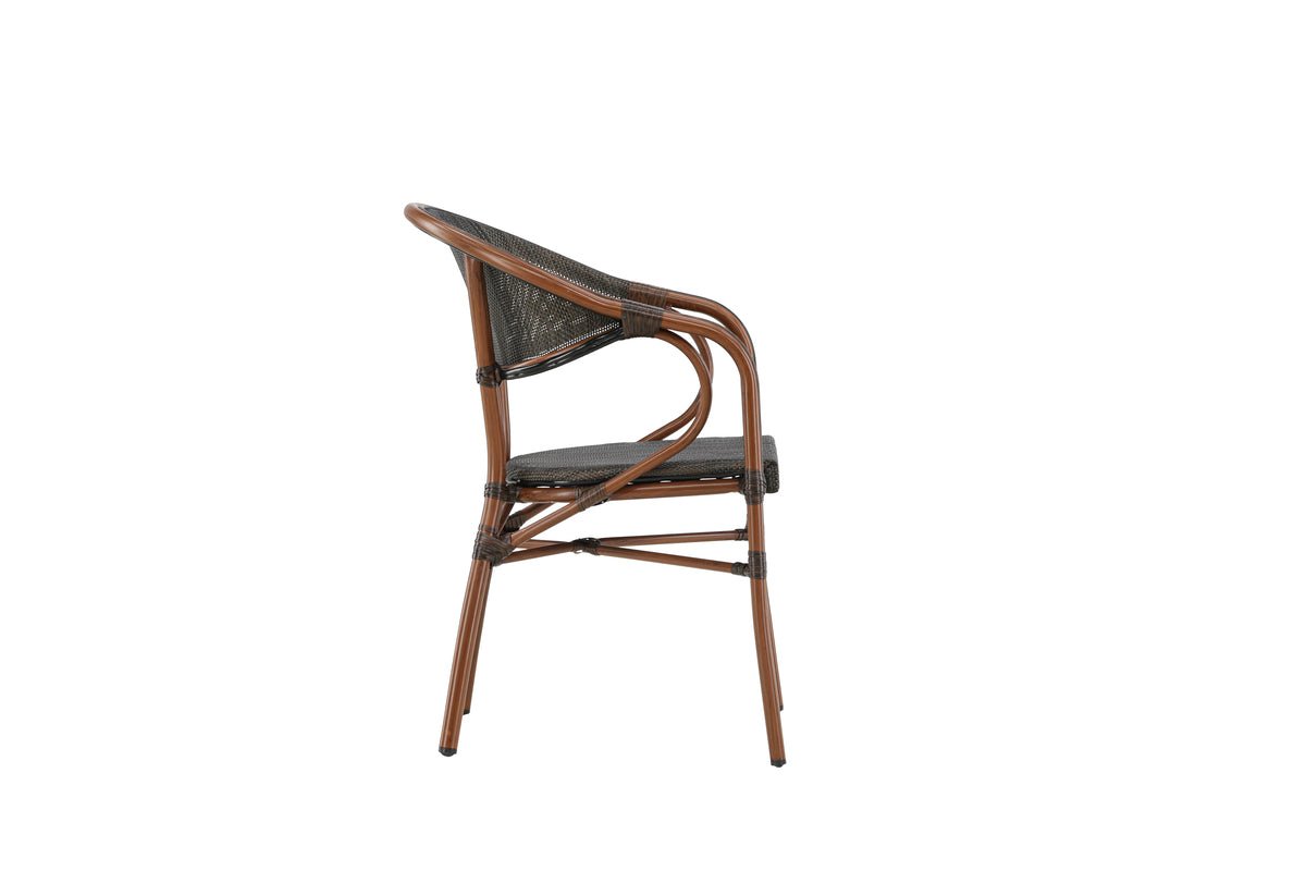 2er Set Gartenstuhl Corvo - ein braun-schwarzer Stuhl aus Aluminium mit Armlehne