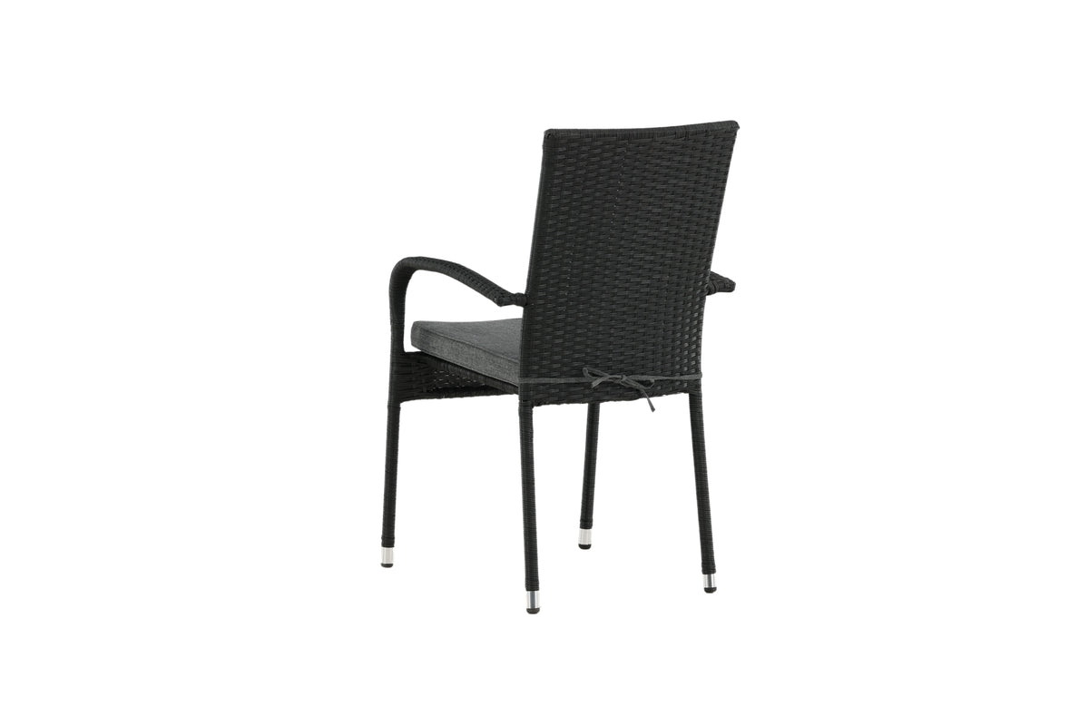 2er Set - Gartenstuhl Emma aus Rattan in Schwarz, Grau