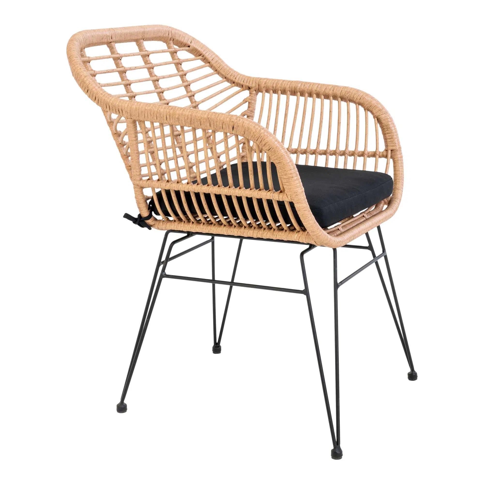 2er Set - Gartenstuhl Firenze Natur aus Stahl/Polyrattan