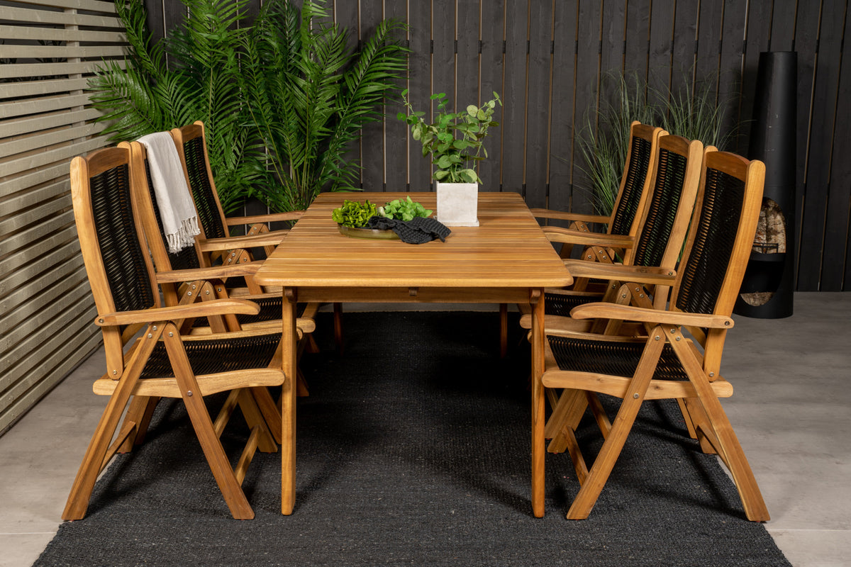 2er-Set Gartenstuhl Noa - Kombination aus Akazienholz und schwarzem Seil