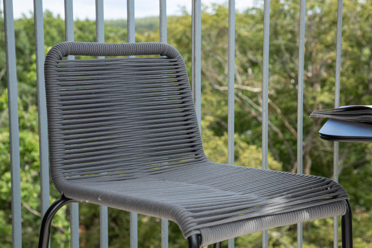 2er-Set Gartenstuhl Sia - Barhocker in dunkelgrau aus robustem Seilmaterial