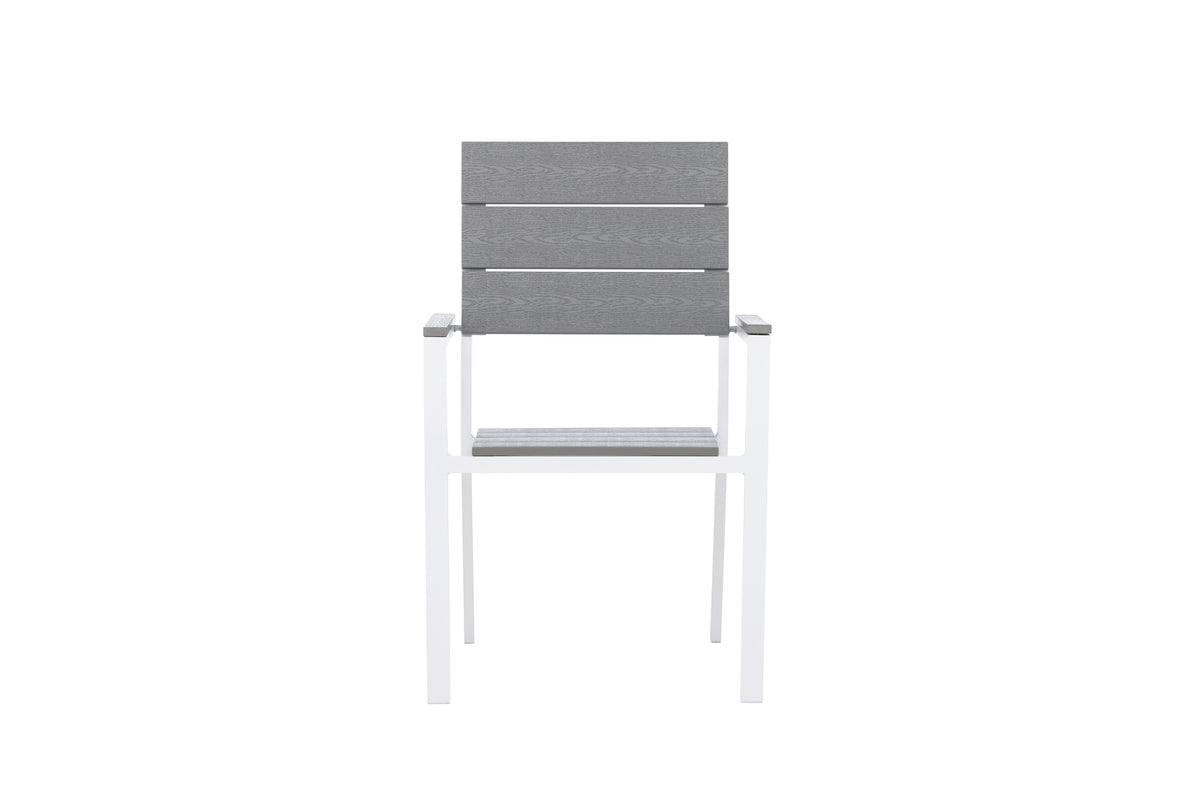 2er Set - Gartenstuhl Vita in Weiß/Grau aus Aluminium und Aintwood-Sitzfläche