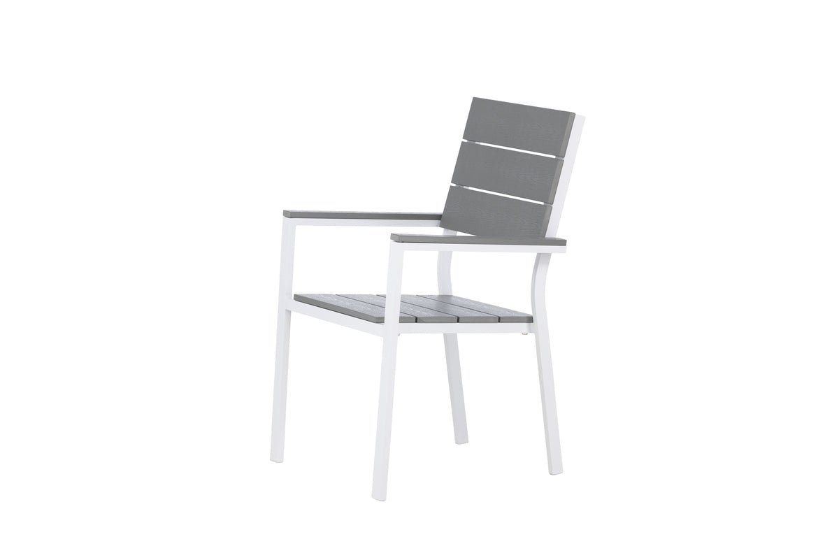 2er Set - Gartenstuhl Vita in Weiß/Grau aus Aluminium und Aintwood-Sitzfläche