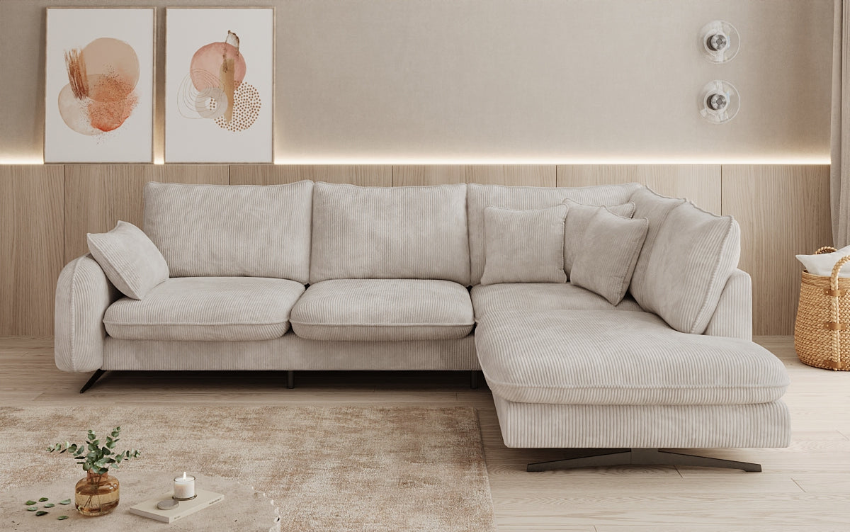 Designer Ecksofa Laguna mit Metallfüße in Cord