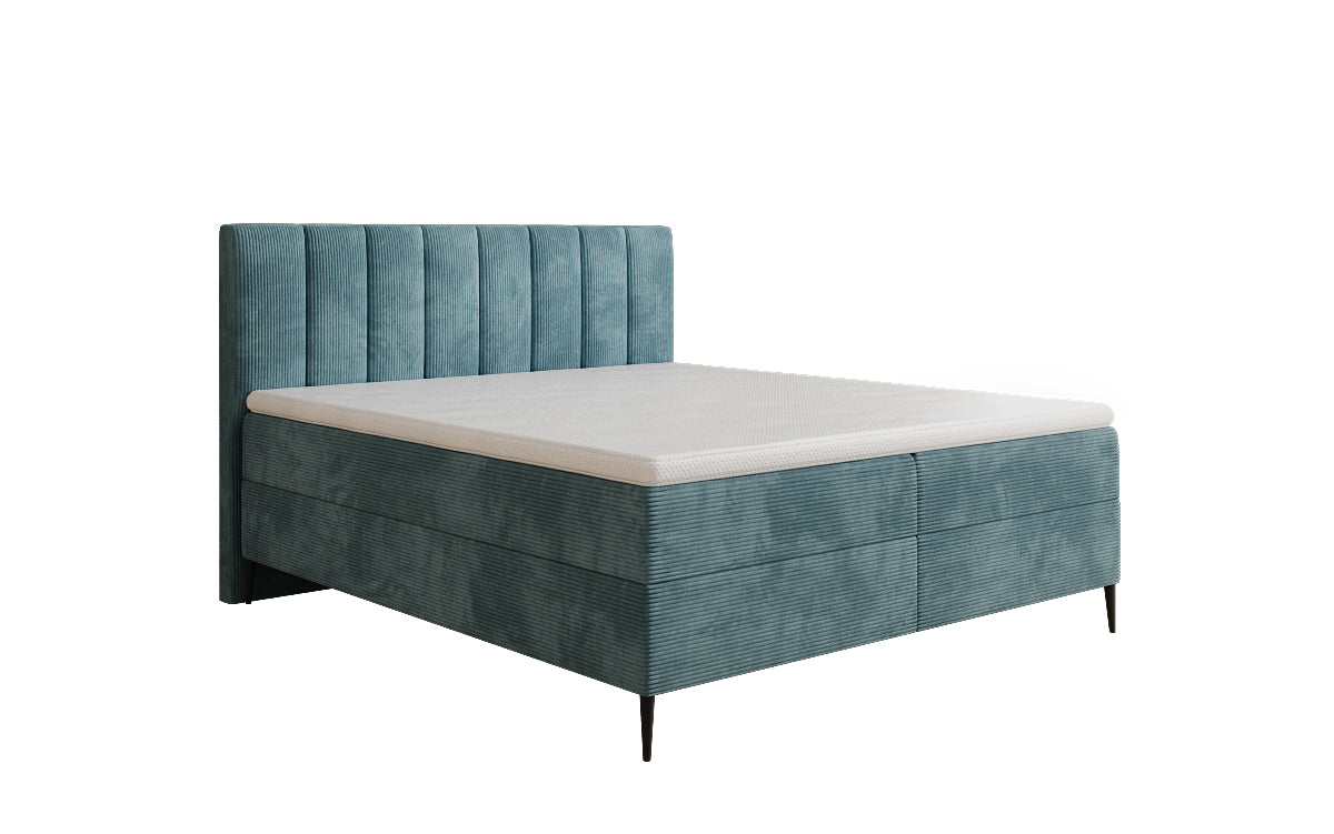 Boxspringbett Lucca in Cord mit Stauraum und Füßen