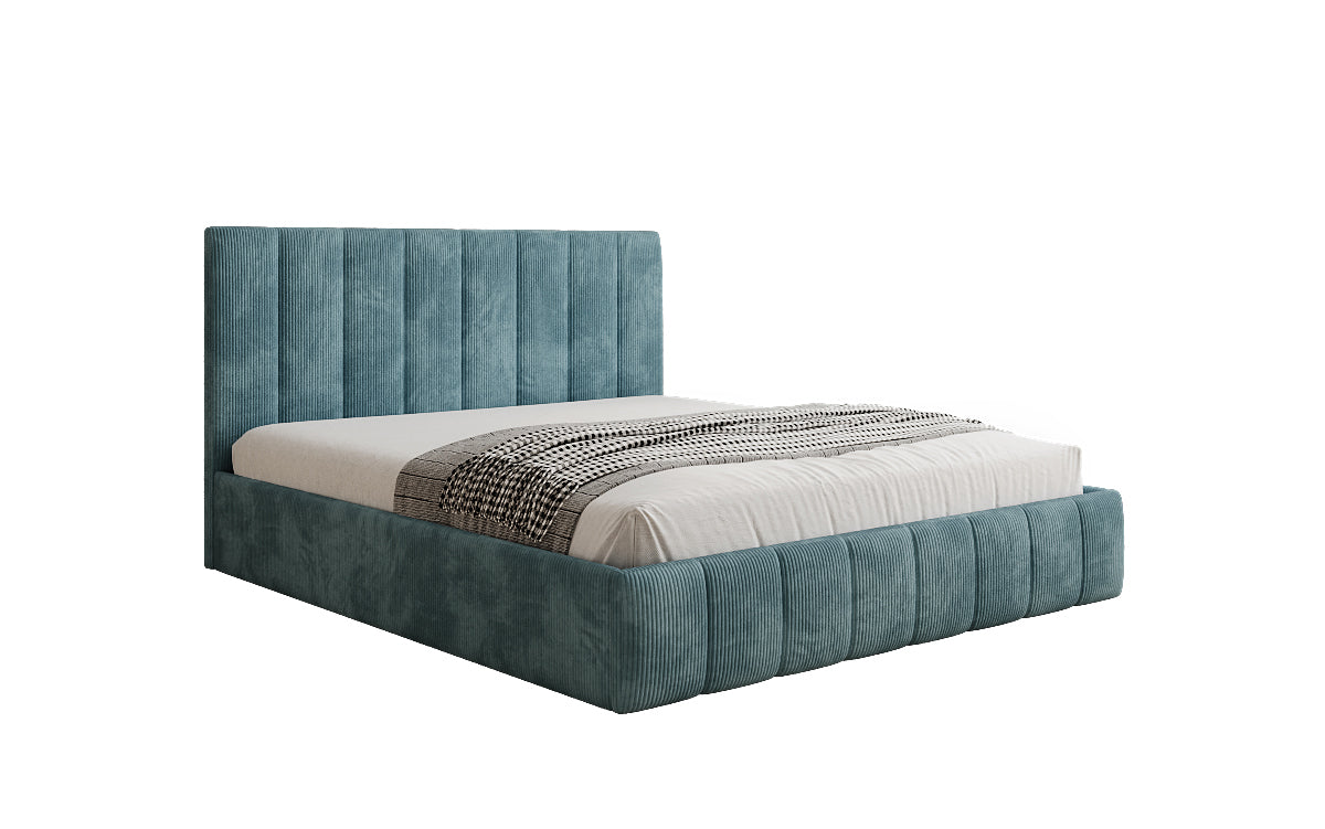 Designer Polsterbett Mila in Cord mit Stauraum