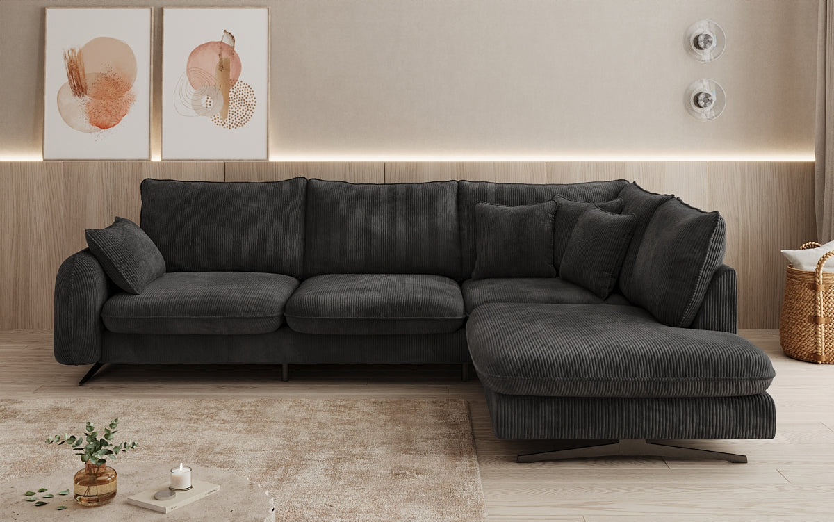 Designer Ecksofa Laguna mit Metallfüße in Cord