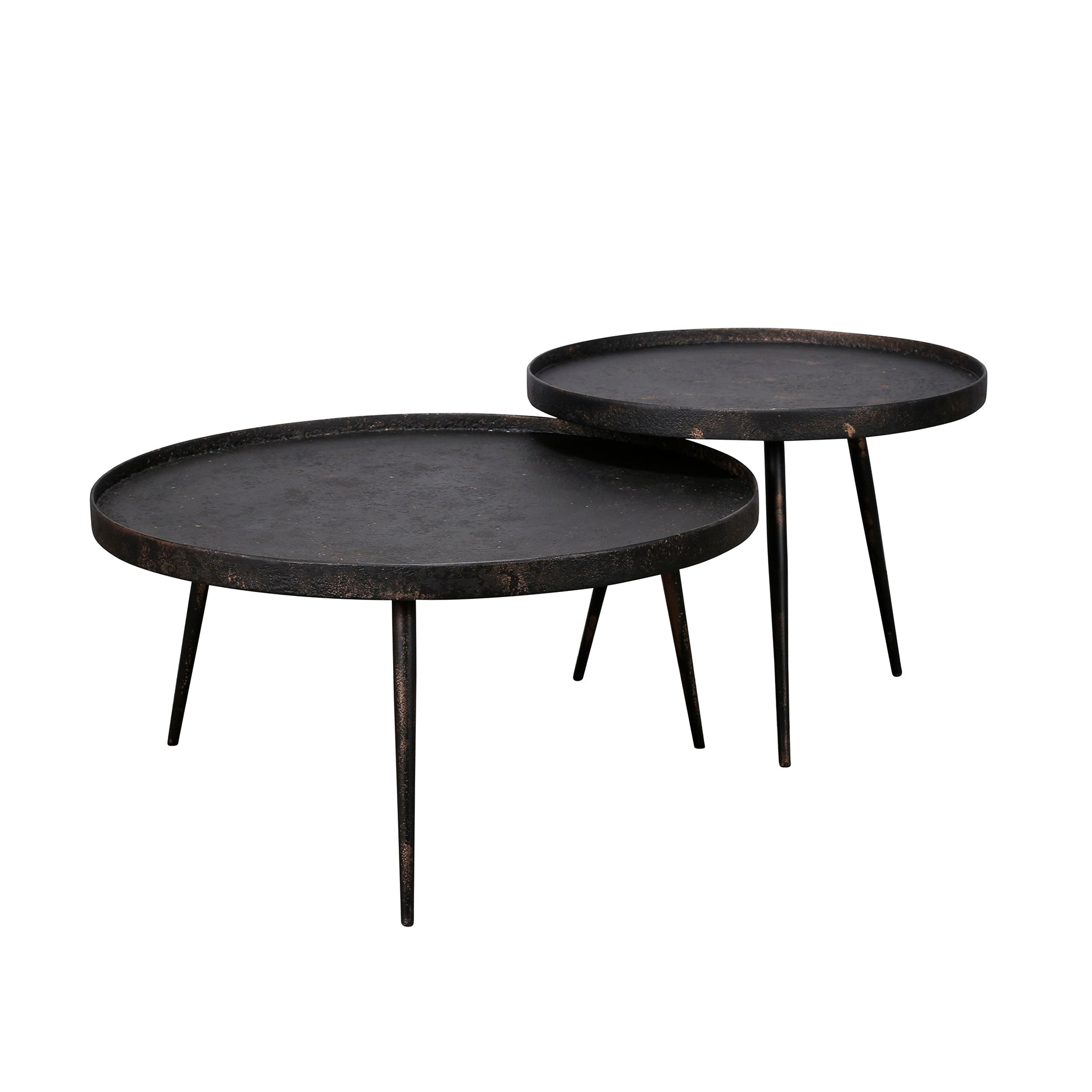 Couchtisch Chrysos - 2er Set in Grau Metallic mit erhöhtem Rand