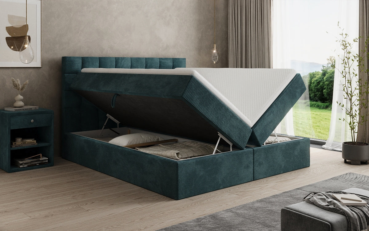 Boxspringbett Como in Cord mit Stauraum