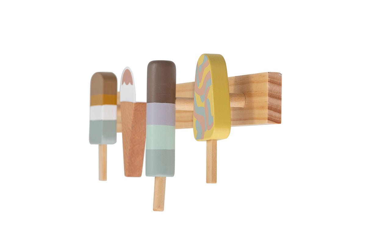 Kinder Garderobe Vika – in Holzoptik mit Eistüten-Motiv