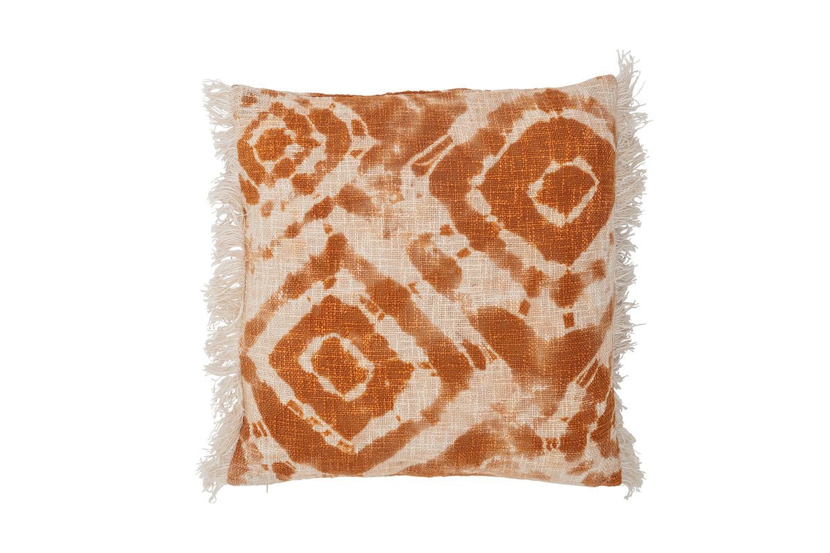 Zierkissen Charles – Baumwollkissen in Orange mit Batikmuster
