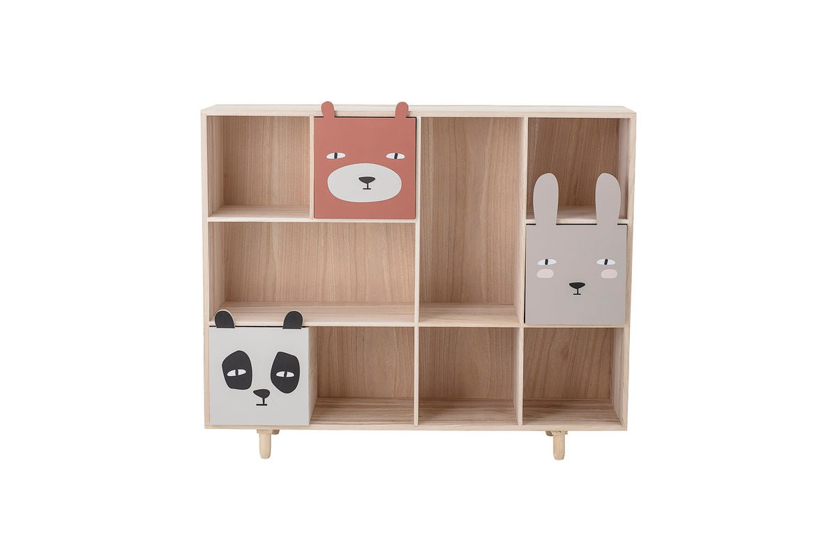 Kinder Bücherregal Alia - Holzregal mit Schubladen & Tiermotiven für Bücher & Spielzeug