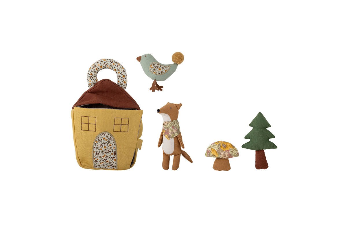Spielset Rio - Stofftierhaus mit Fuchs, Vogel & Pflanzen aus Baumwolle & Leinen