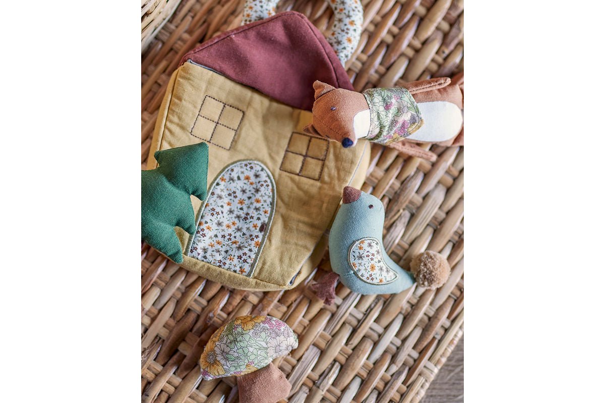 Spielset Rio - Stofftierhaus mit Fuchs, Vogel & Pflanzen aus Baumwolle & Leinen