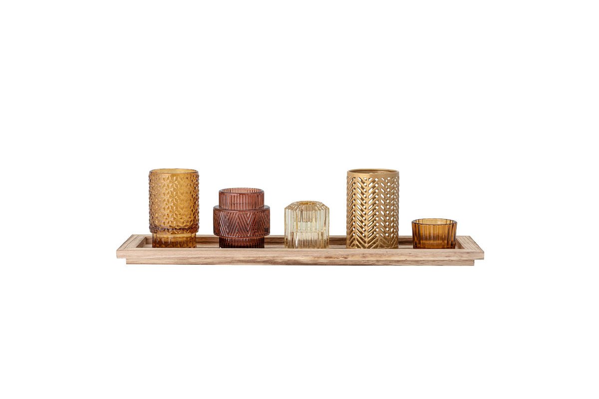 Teelichthalter Set (5-teilig) "Brown Parade"- inkl. Tablett