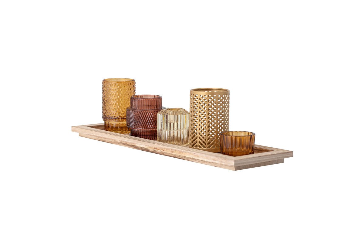 Teelichthalter Set (5-teilig) "Brown Parade"- inkl. Tablett