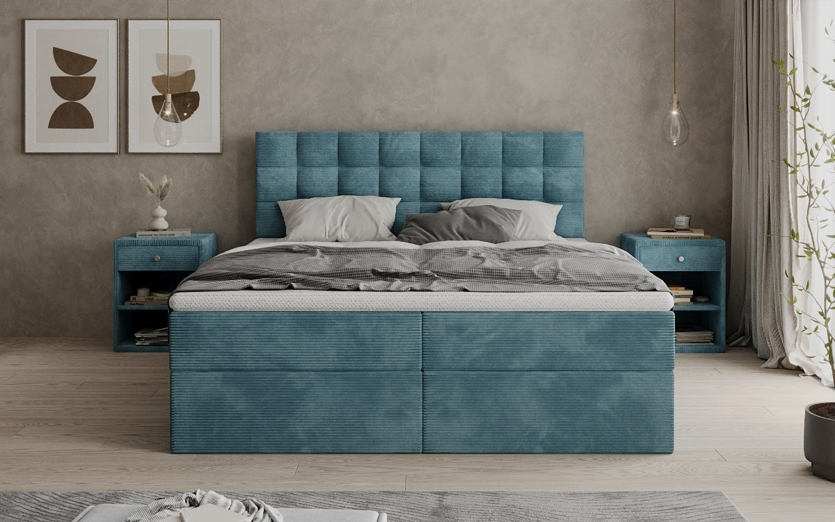 Boxspringbett Como in Cord mit Stauraum