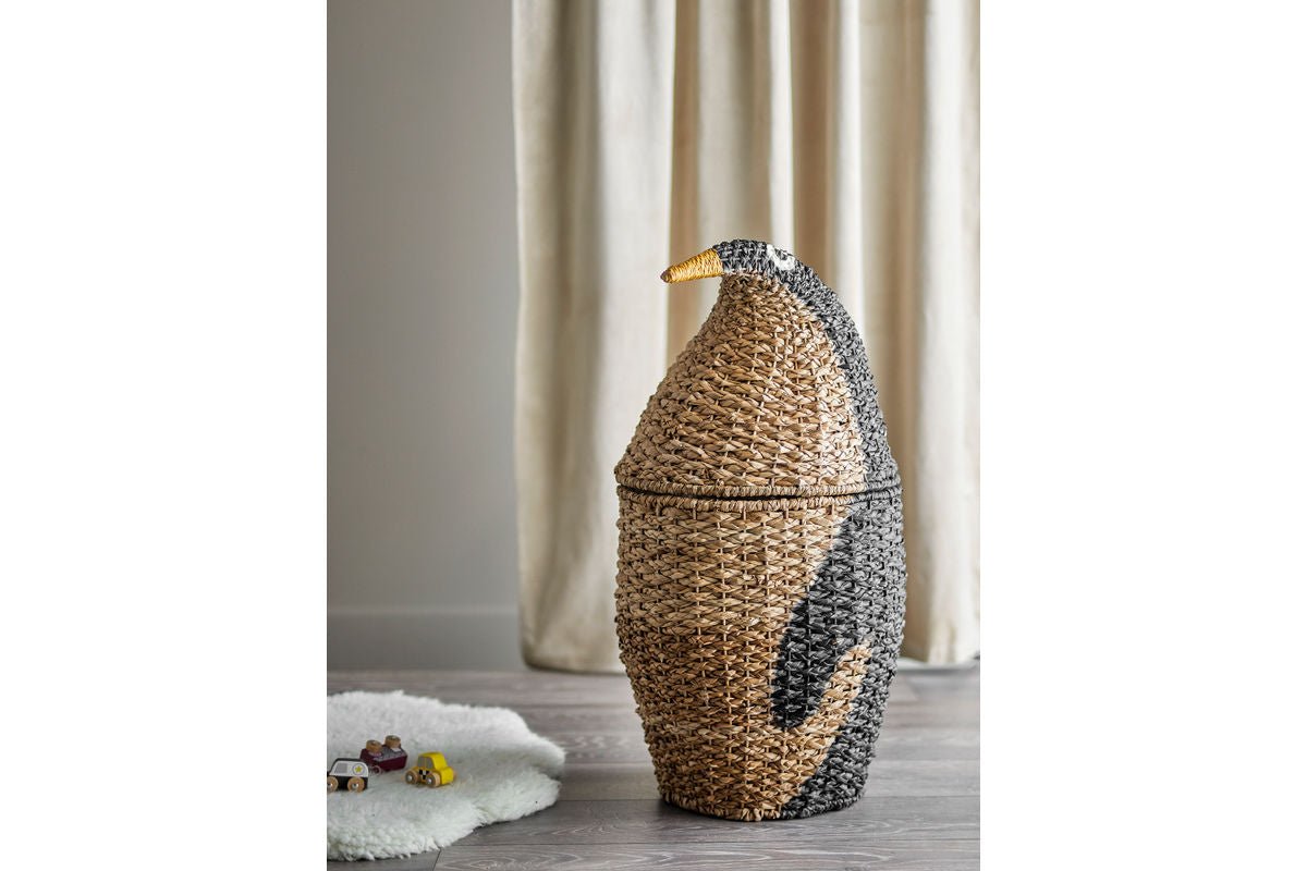 Aufbewahrungskorb Tata - großer Pinguin-Korb aus Rattan für Kinderzimmer