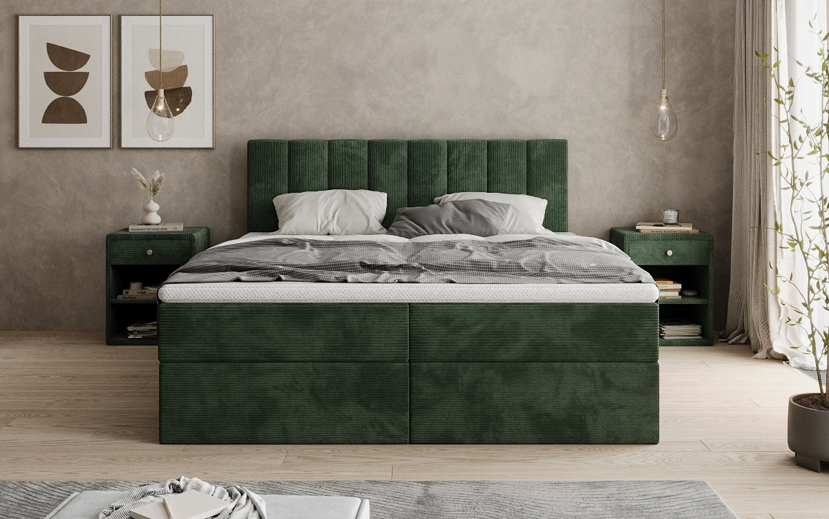Boxspringbett Sofia in Cord mit Stauraum