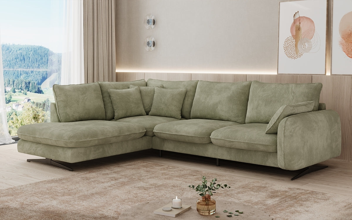 Designer Ecksofa Laguna mit Metallfüße in Cord