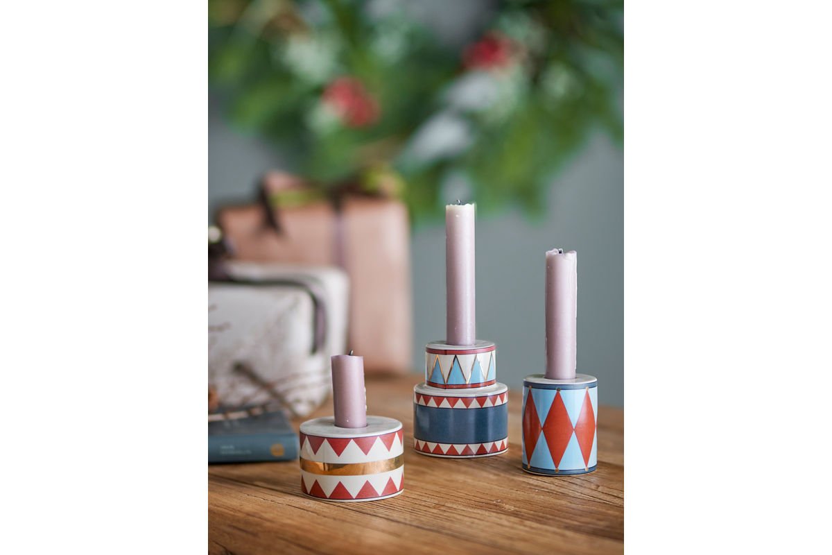 Kerzenhalter-Set Druma – Steingut, bunt (3er-Set)