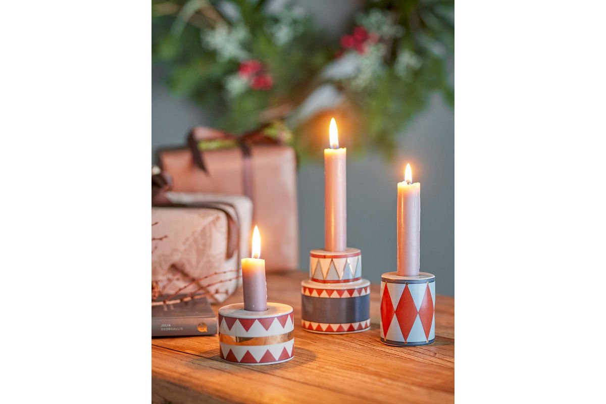 Kerzenhalter-Set Druma – Steingut, bunt (3er-Set)
