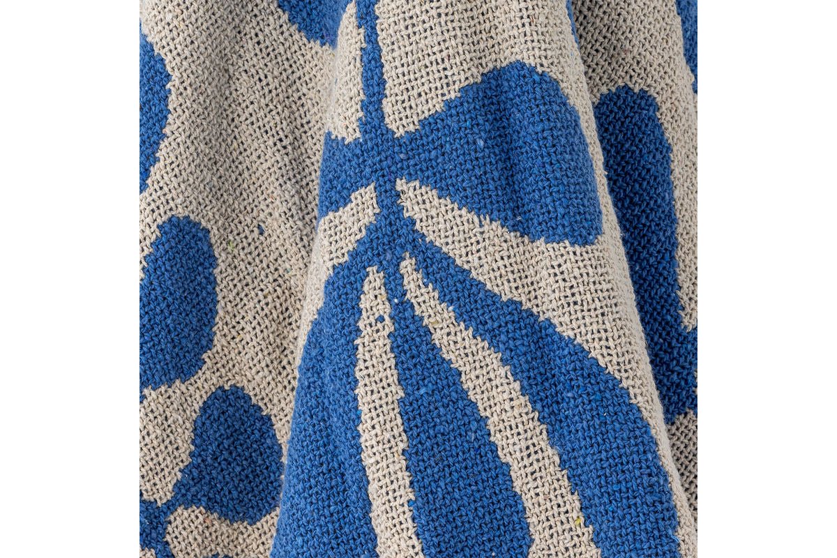Überwurfdecke Amal - Blau, aus recycelter Baumwolle