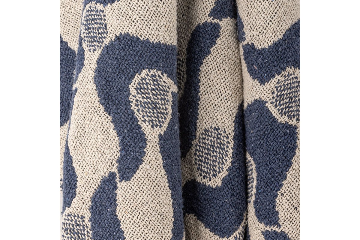 Überwurfdecke Valea - Blau, aus recycelter Baumwolle