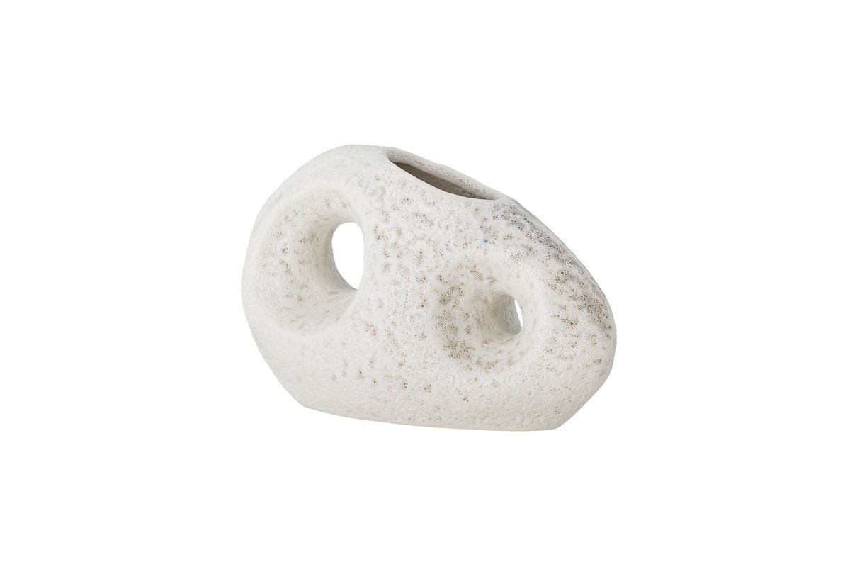 Vase Zola - Weiß, aus Steingut, breit
