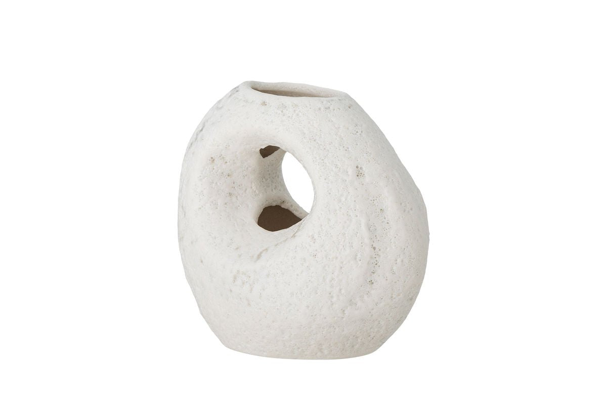 Vase Zola - Weiß, aus Steingut, ründlich